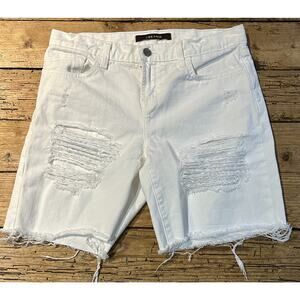 J Brand Women’s Size 25 White In Distressed Bermuda Jean Shorts